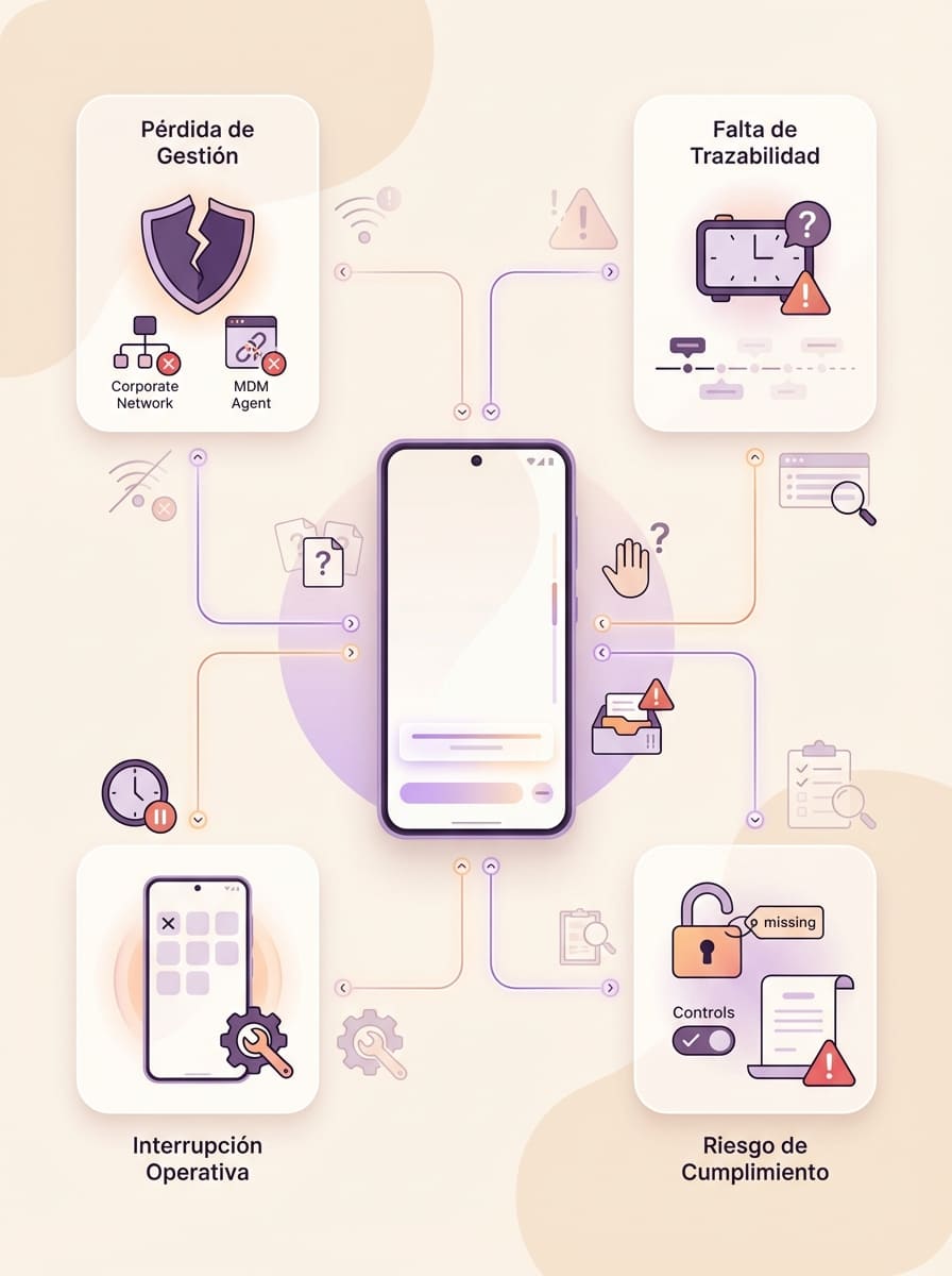 Descubre cómo evitar problemas después de un reseteo de fábrica en Android corporativo usando MDM/UEM, restricciones en Settings, controles de recovery, Zero-Touch y reporting para auditar dispositivos.